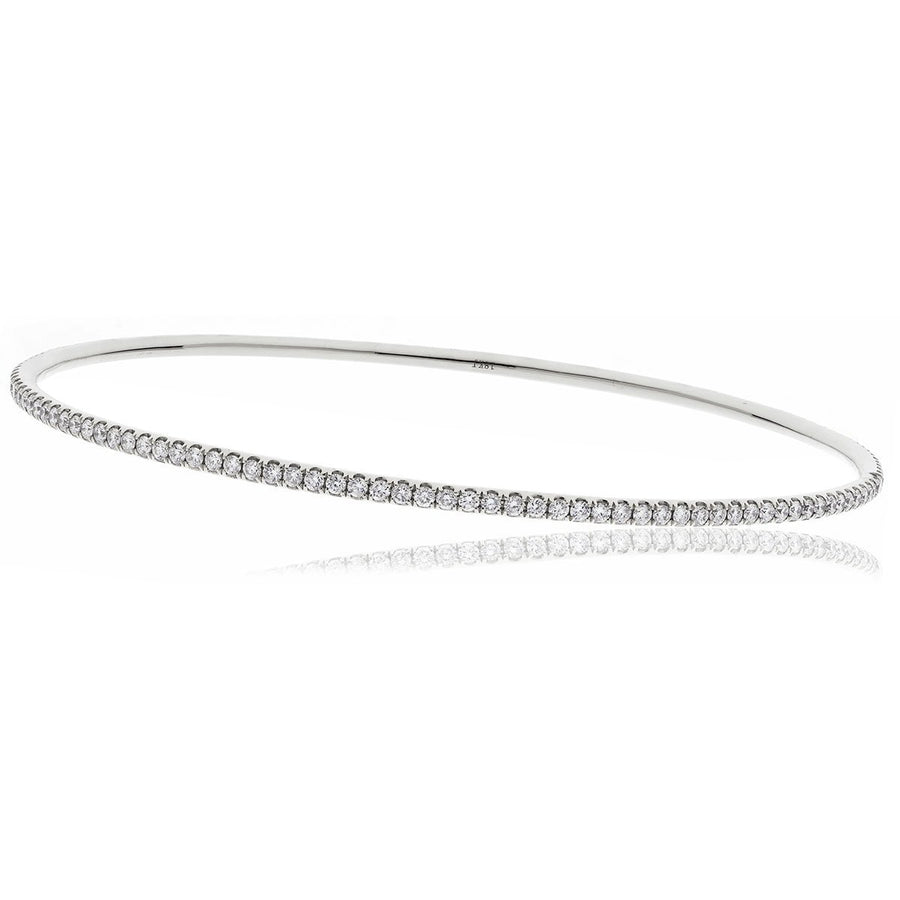 Diamond Claw Set Slave Bangle 1.60ct F VS Quality in 18k White Gold - My Jewel World