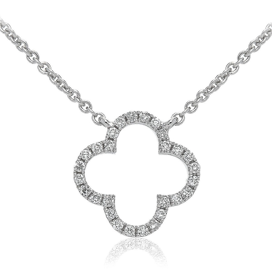 Diamond Clover Necklace 0.10ct F VS Quality in 18k White Gold - My Jewel World
