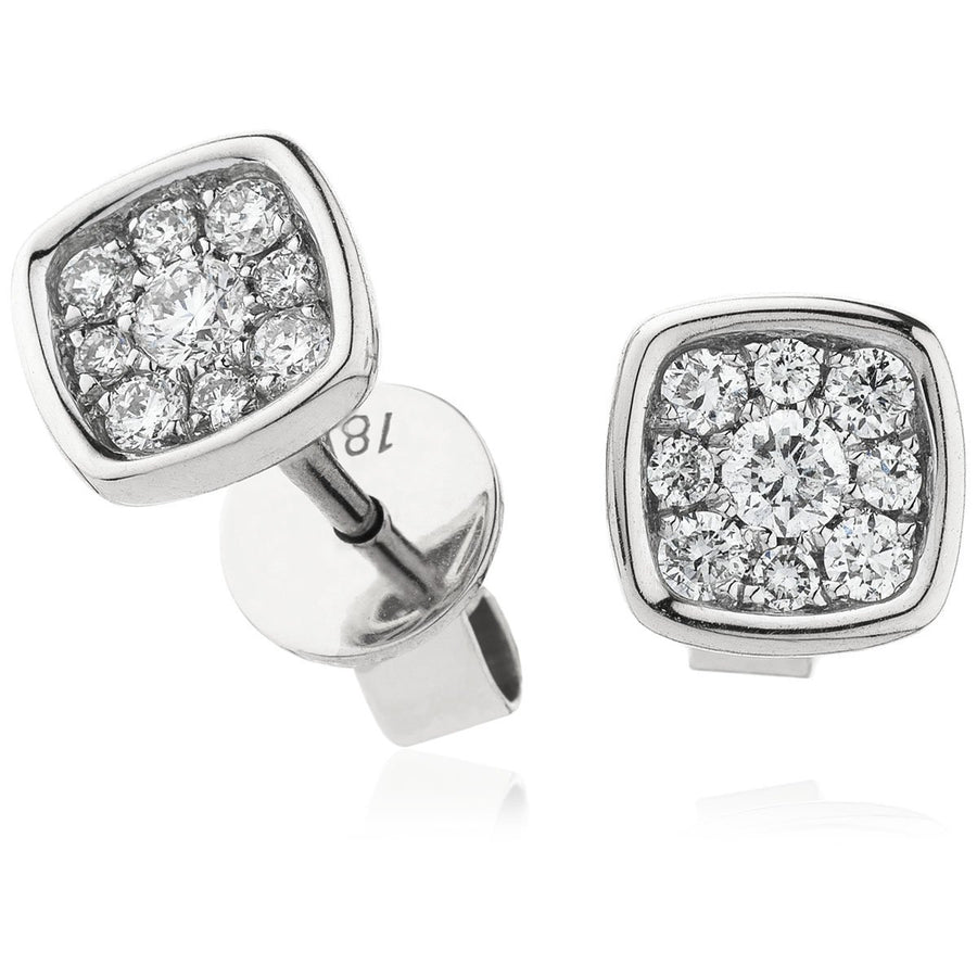 Diamond Cluster Earrings 0.20ct F VS Quality in 18k White Gold - My Jewel World