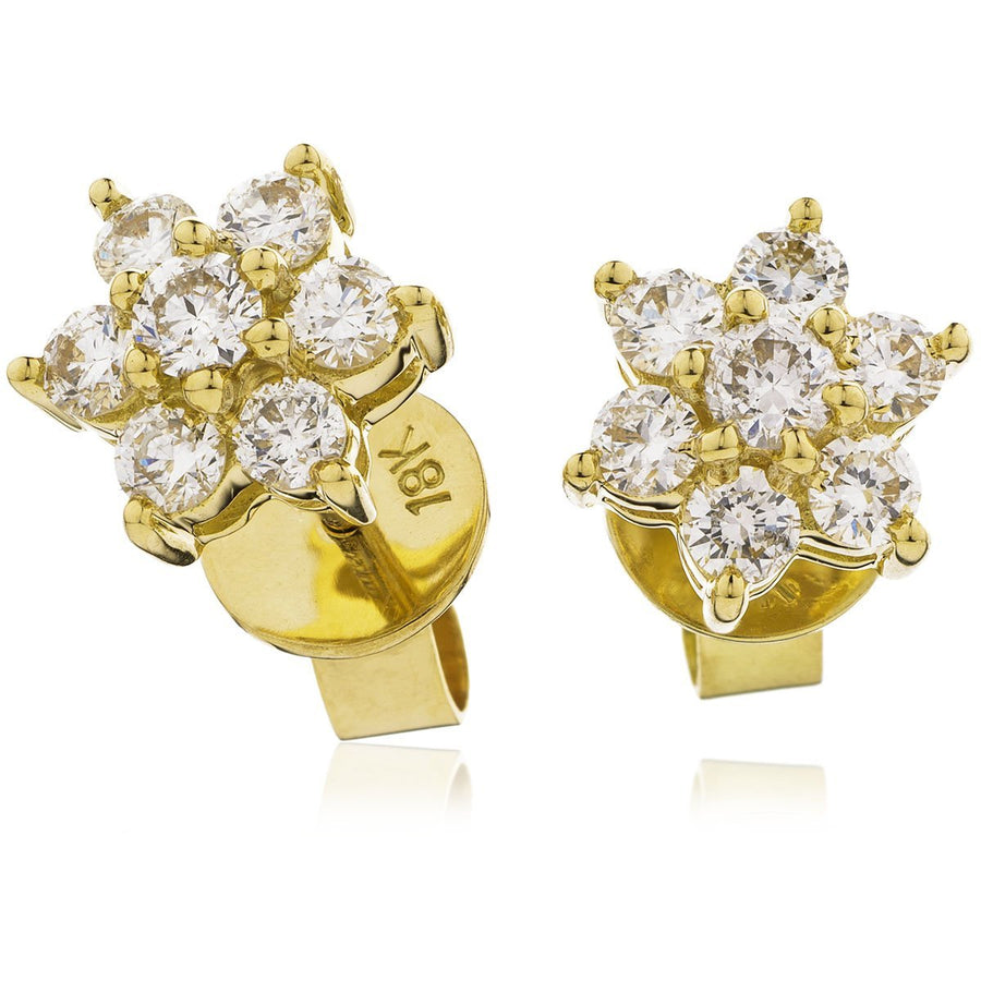 Diamond Cluster Earrings 0.25ct F VS Quality in 18k Yellow Gold - My Jewel World