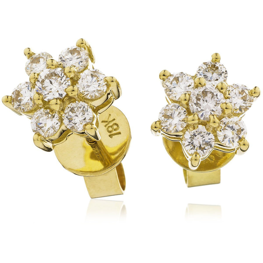 Diamond Cluster Earrings 0.25ct G SI Quality in 9k Yellow Gold - My Jewel World