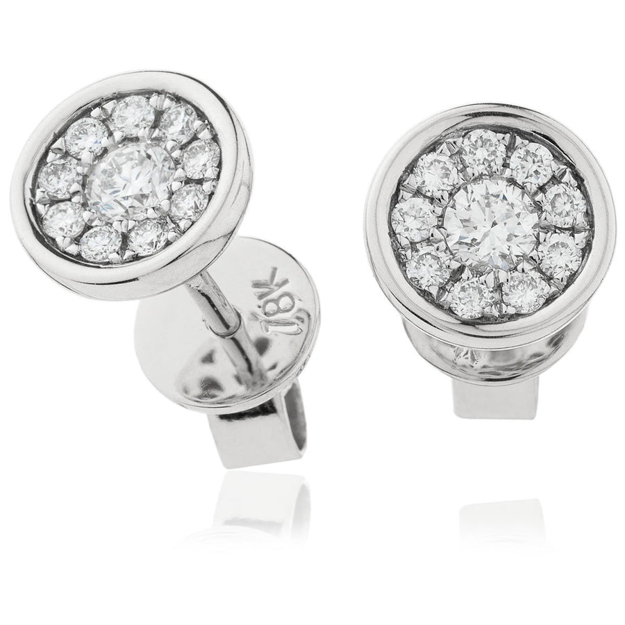 Diamond Cluster Earrings 0.30ct F VS Quality in 18k White Gold - My Jewel World