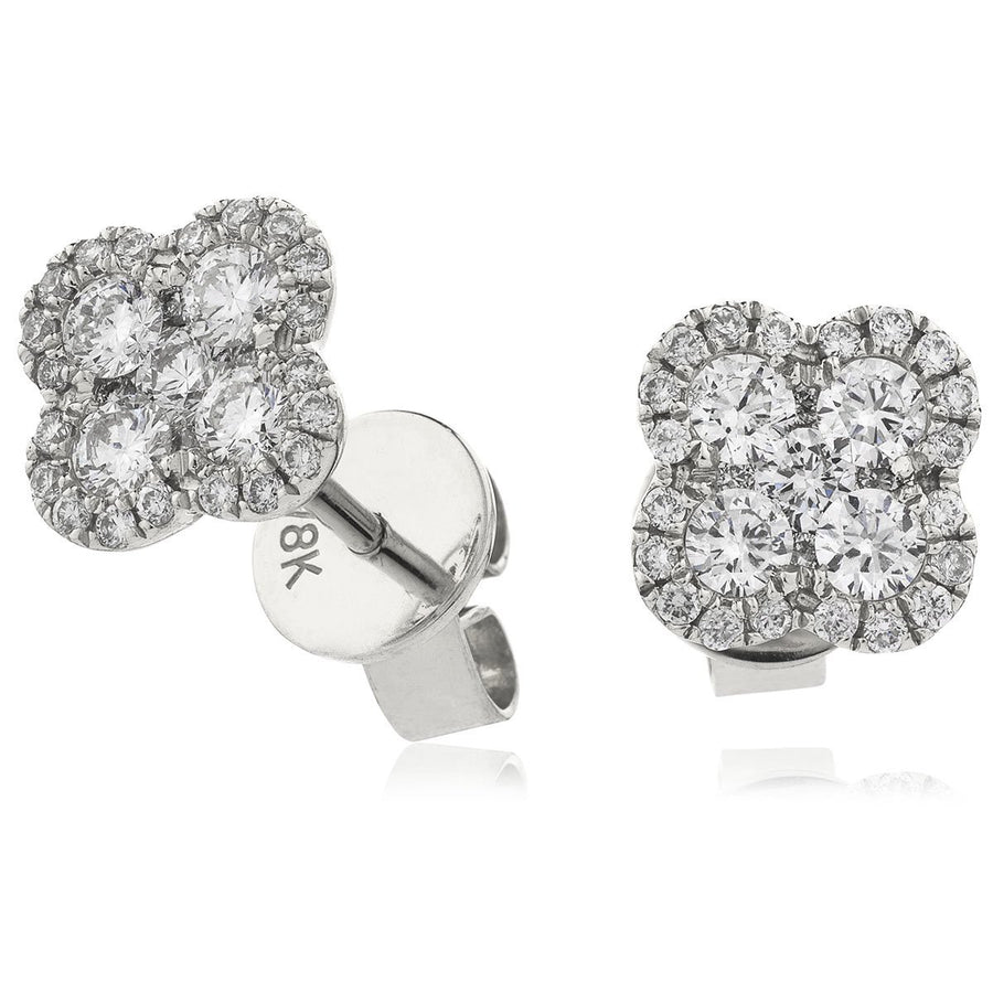 Diamond Cluster Earrings 0.50ct F VS Quality in 18k White Gold - My Jewel World