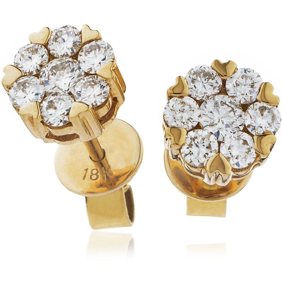 Diamond Cluster Earrings 0.60ct F VS Quality in 18k Rose Gold - My Jewel World