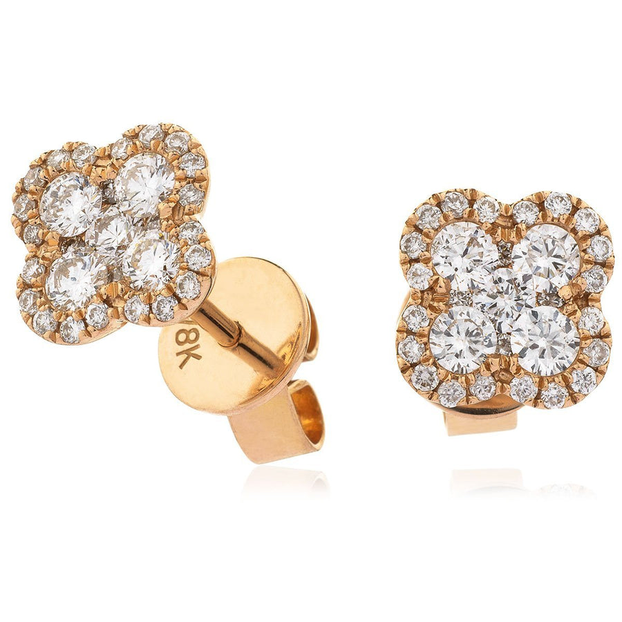 Diamond Cluster Earrings 1.20ct F VS Quality in 18k Rose Gold - My Jewel World