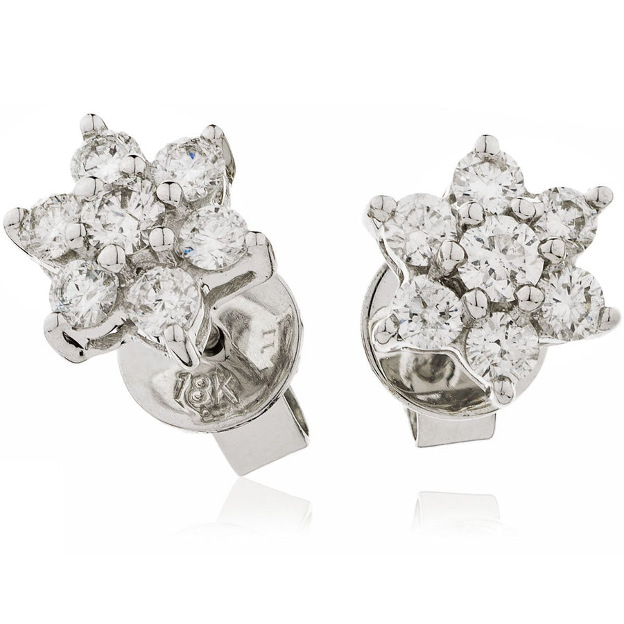 Diamond Cluster Earrings 4.30ct F VS Quality in 18k White Gold - My Jewel World