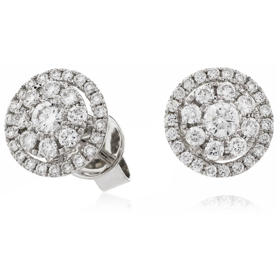 Diamond Cluster Halo Earrings 0.55ct F VS Quality in 18k White Gold - My Jewel World