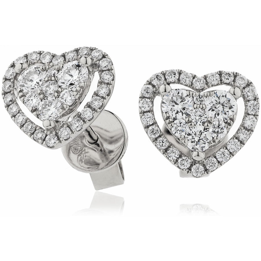 Diamond Cluster Halo Earrings 0.65ct F VS Quality in 18k White Gold - My Jewel World