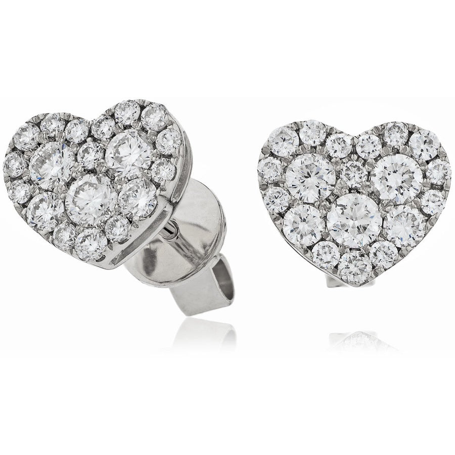 Diamond Cluster Halo Earrings 0.70ct F VS Quality in 18k White Gold - My Jewel World
