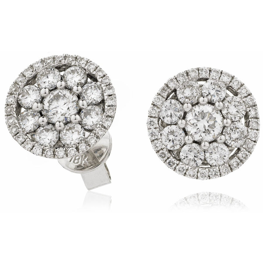 Diamond Cluster Halo Earrings 0.80ct F VS Quality in 18k White Gold - My Jewel World