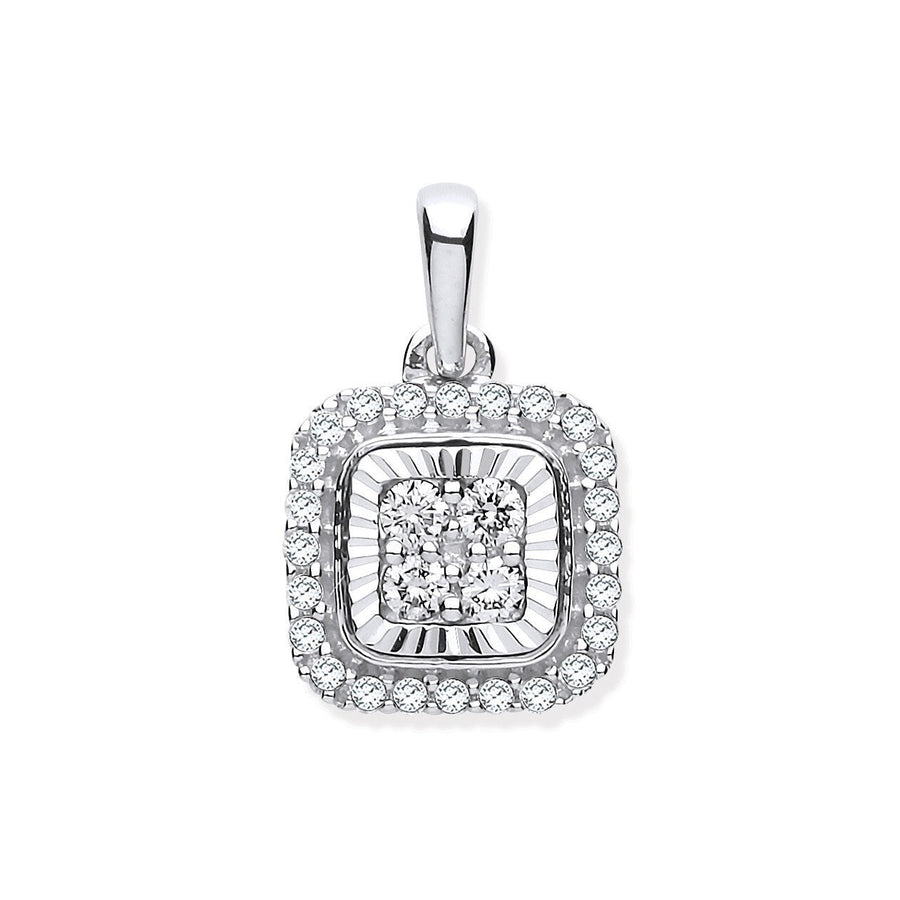 Diamond Cluster Halo Pendant Necklace 0.25ct H-SI in 9K White Gold - My Jewel World