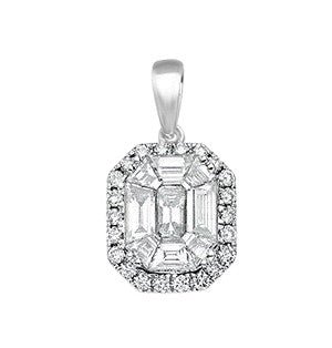 Diamond Cluster Halo Pendant Necklace 1.00ct G-VS in 18K White Gold - My Jewel World