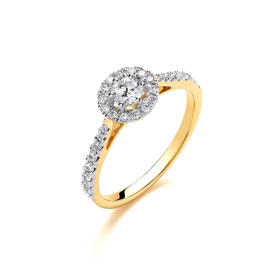 Diamond Cluster Halo Ring 0.50ct H-SI Quality in 18K Yellow Gold - My Jewel World