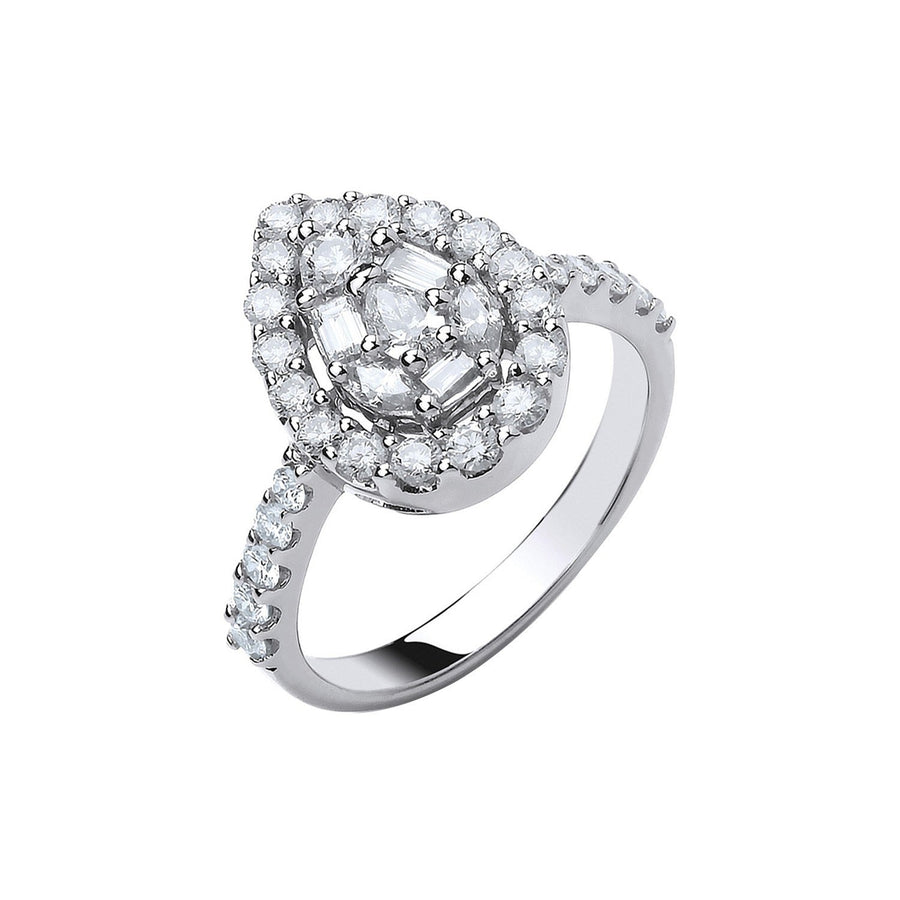 Diamond Cluster Marquise Ring 1.00ct H-SI Quality in 18K White Gold - My Jewel World