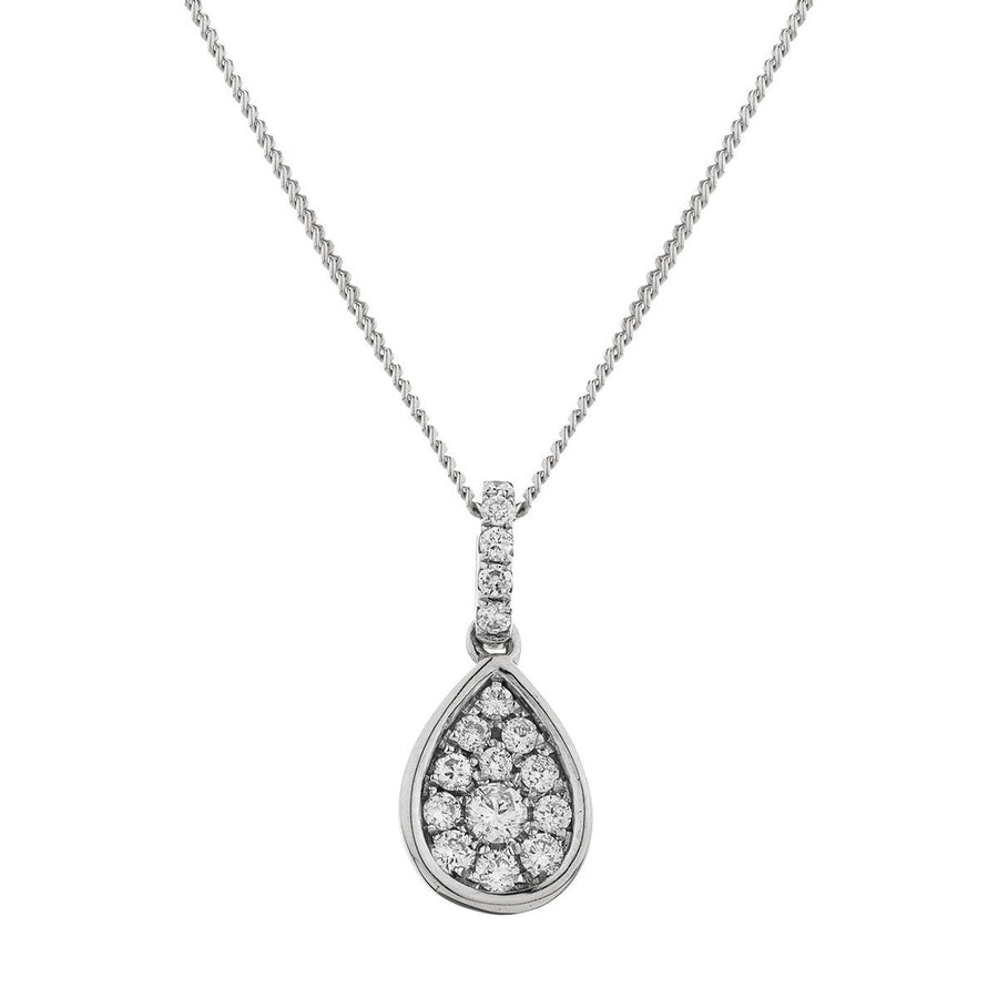 Diamond Cluster Pendant Necklace 0.20ct F VS Quality in 18k White Gold - My Jewel World