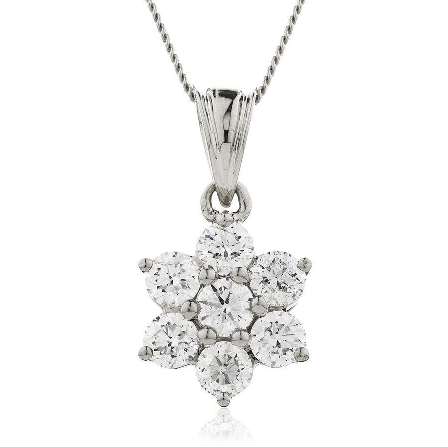 Diamond Cluster Pendant Necklace 0.25ct F VS Quality in 18k White Gold - My Jewel World