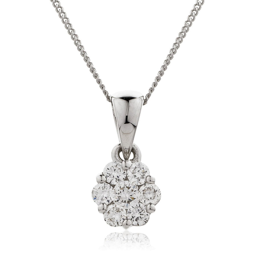 Diamond Cluster Pendant Necklace 0.25ct F VS Quality in 18k White Gold - My Jewel World