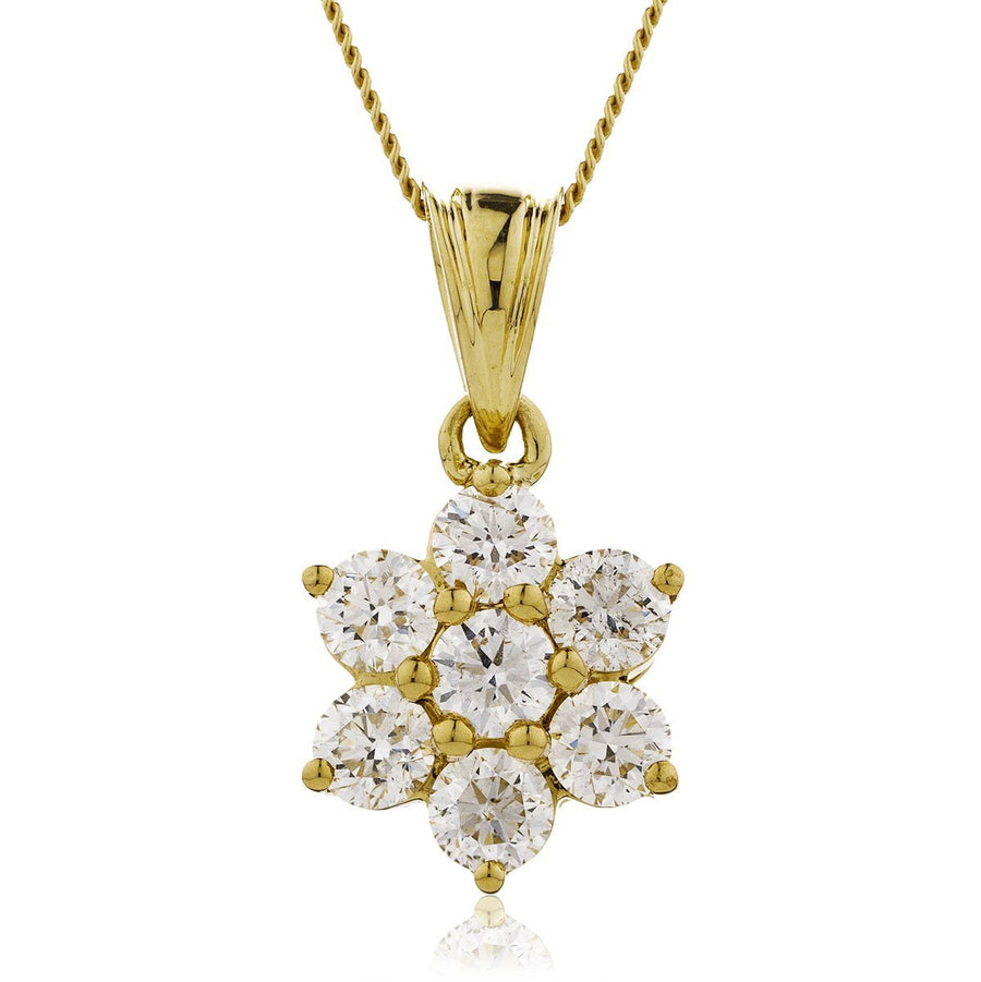 Diamond Cluster Pendant Necklace 0.25ct F VS Quality in 18k Yellow Gold - My Jewel World