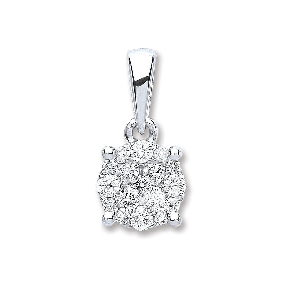 Diamond Cluster Pendant Necklace 0.25ct H-SI in 18K White Gold - My Jewel World