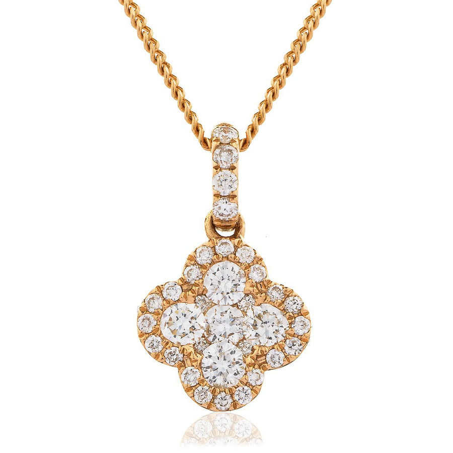 Diamond Cluster Pendant Necklace 0.30ct F VS Quality in 18k Rose Gold - My Jewel World