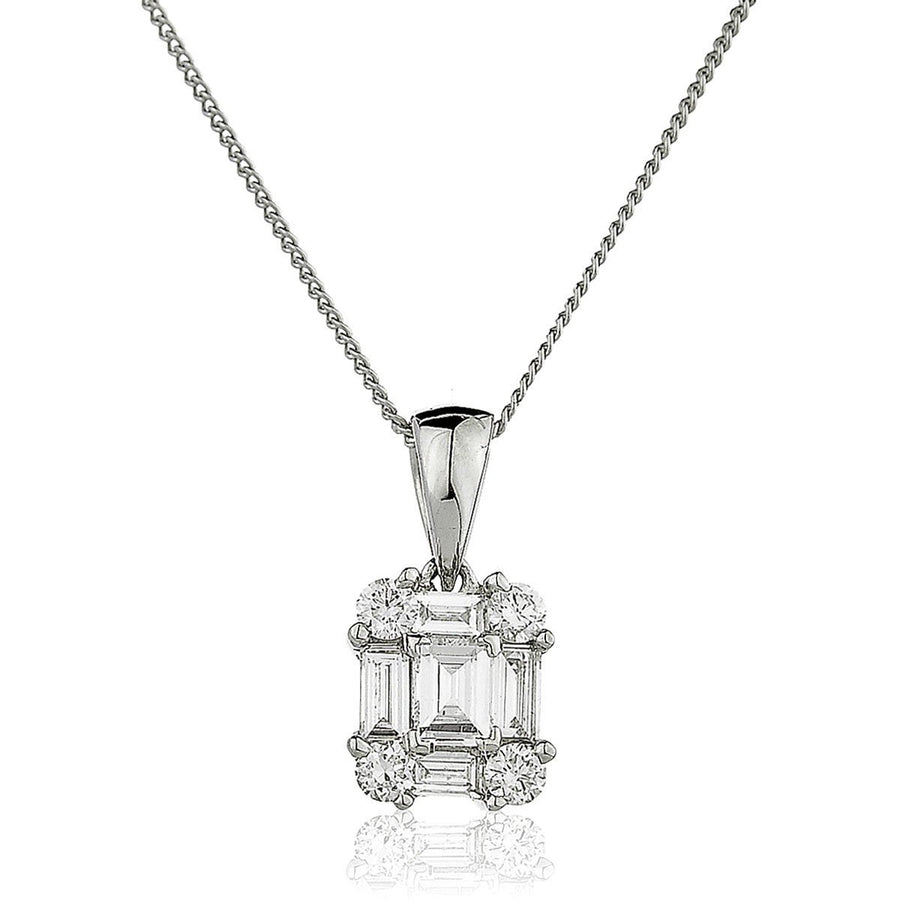 Diamond Cluster Pendant Necklace 0.30ct F VS Quality in 18k White Gold - My Jewel World