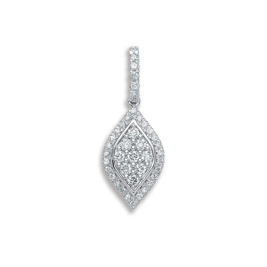 Diamond Cluster Pendant Necklace 0.33ct G-VS in 18K White Gold - My Jewel World