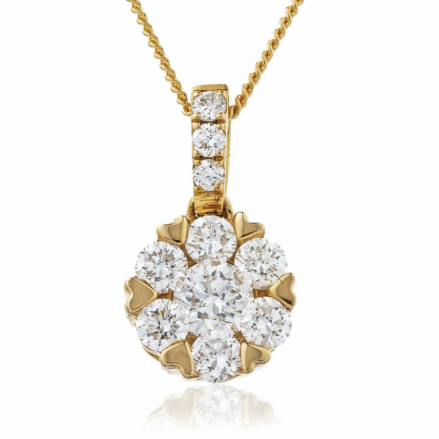 Diamond Cluster Pendant Necklace 0.35ct F VS Quality in 18k Rose Gold - My Jewel World