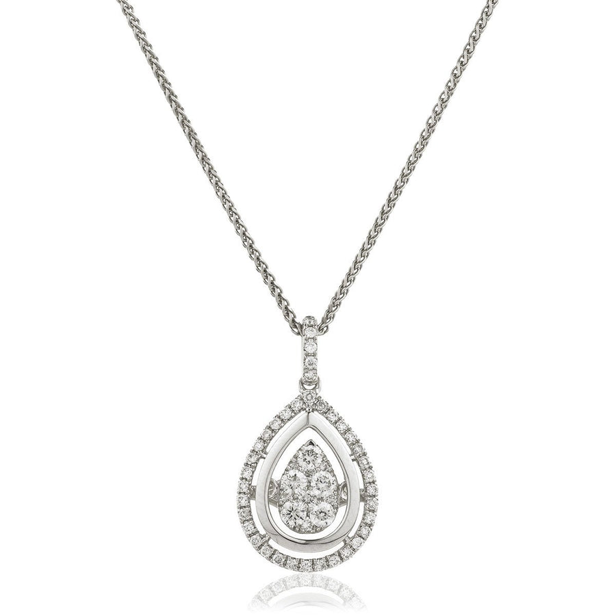 Diamond Cluster Pendant Necklace 0.45ct F VS Quality in 18k White Gold - My Jewel World