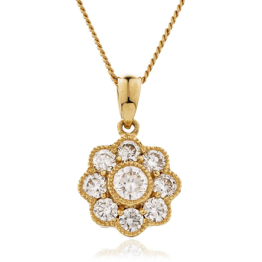 Diamond Cluster Pendant Necklace 0.50ct F VS Quality in 18k Rose Gold - My Jewel World