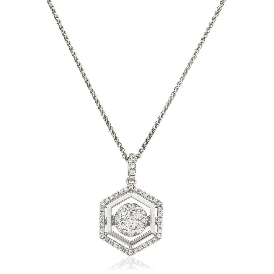 Diamond Cluster Pendant Necklace 0.50ct F VS Quality in 18k White Gold - My Jewel World