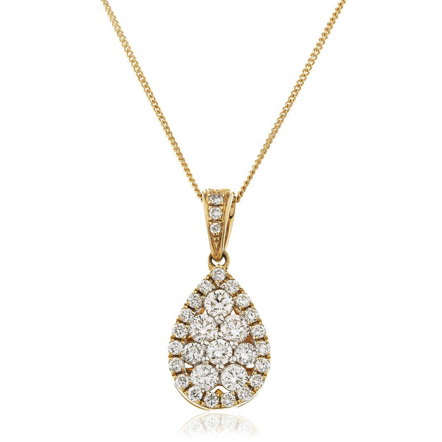 Diamond Cluster Pendant Necklace 0.60ct F VS Quality in 18k Rose Gold - My Jewel World