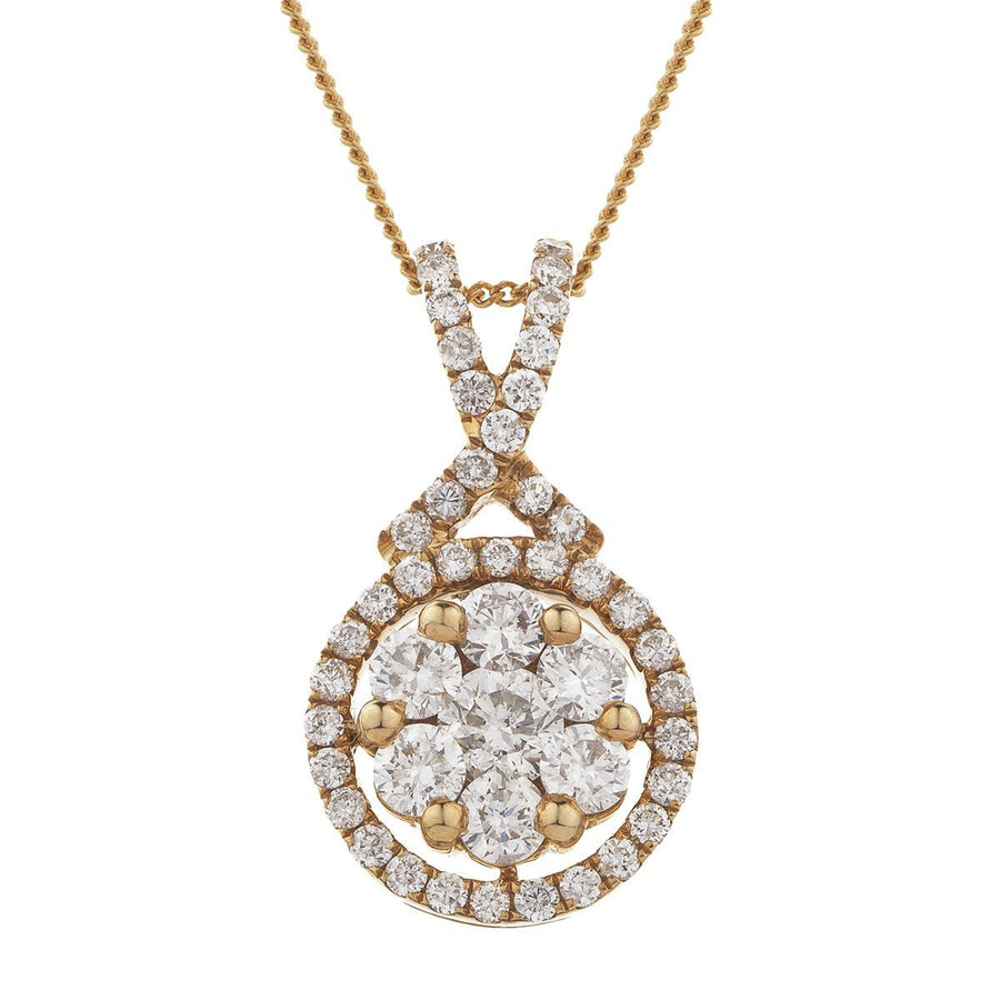 Diamond Cluster Pendant Necklace 0.60ct F VS Quality in 18k Rose Gold - My Jewel World