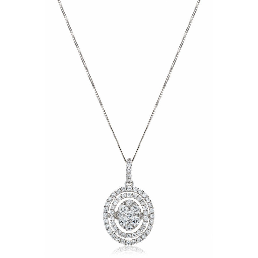 Diamond Cluster Pendant Necklace 0.60ct F VS Quality in 18k White Gold - My Jewel World