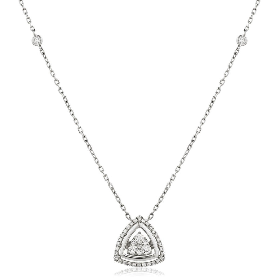 Diamond Cluster Pendant Necklace 0.60ct F VS Quality in 18k White Gold - My Jewel World