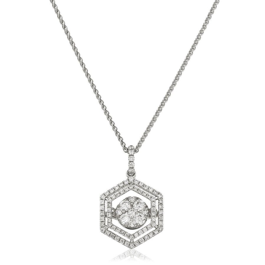 Diamond Cluster Pendant Necklace 0.60ct F VS Quality in 18k White Gold - My Jewel World