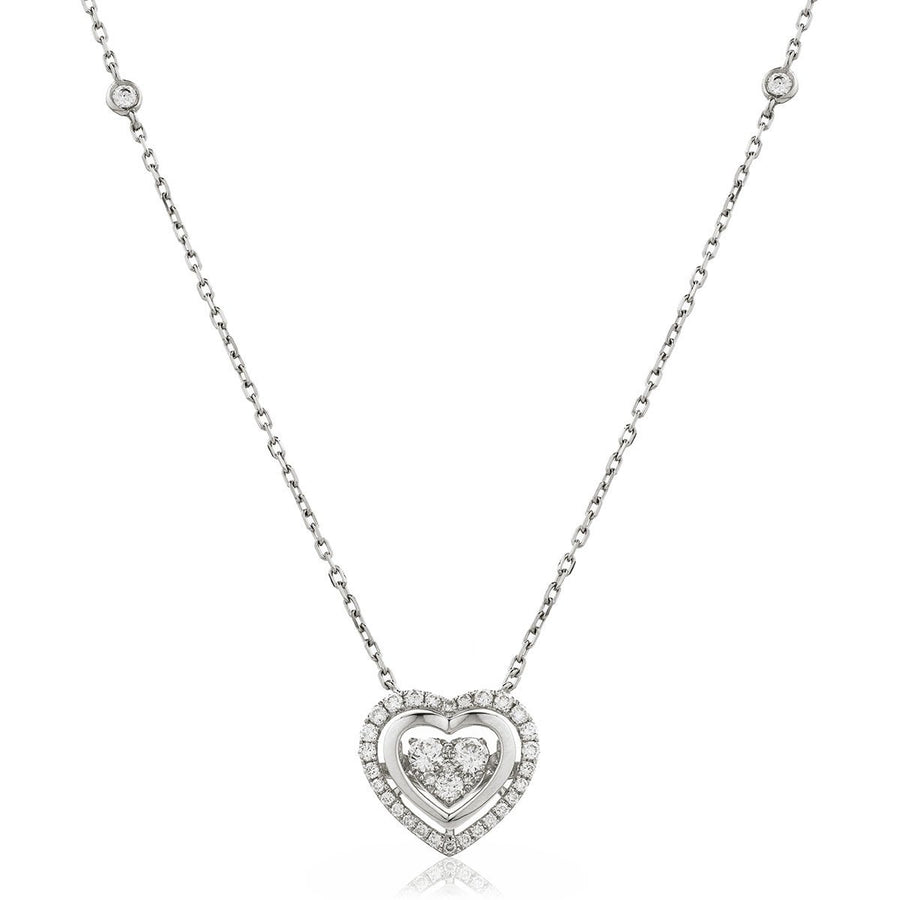 Diamond Cluster Pendant Necklace 0.65ct F VS Quality in 18k White Gold - My Jewel World