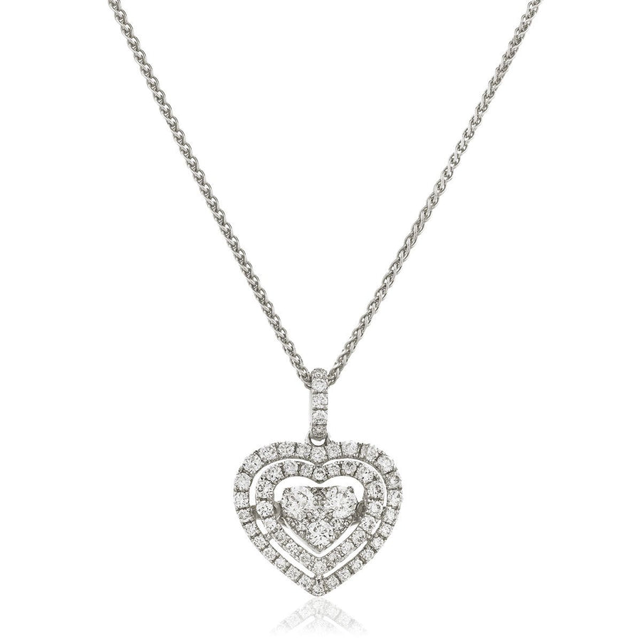 Diamond Cluster Pendant Necklace 0.65ct F VS Quality in 18k White Gold - My Jewel World