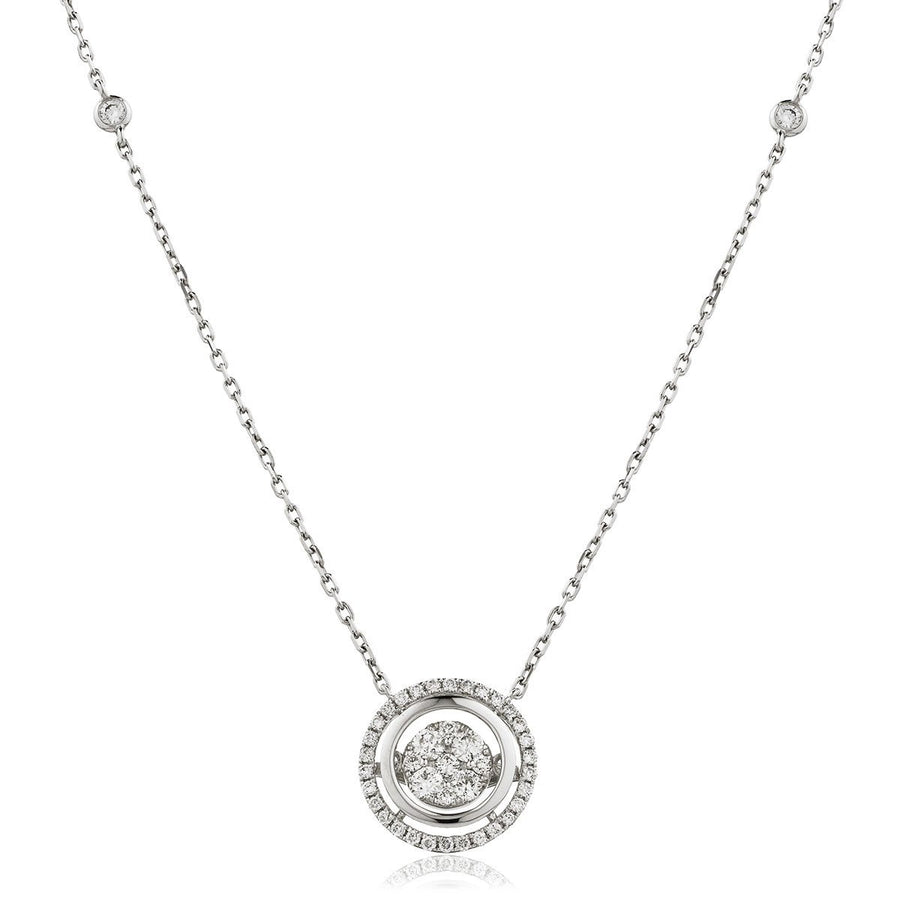 Diamond Cluster Pendant Necklace 0.70ct F VS Quality in 18k White Gold - My Jewel World