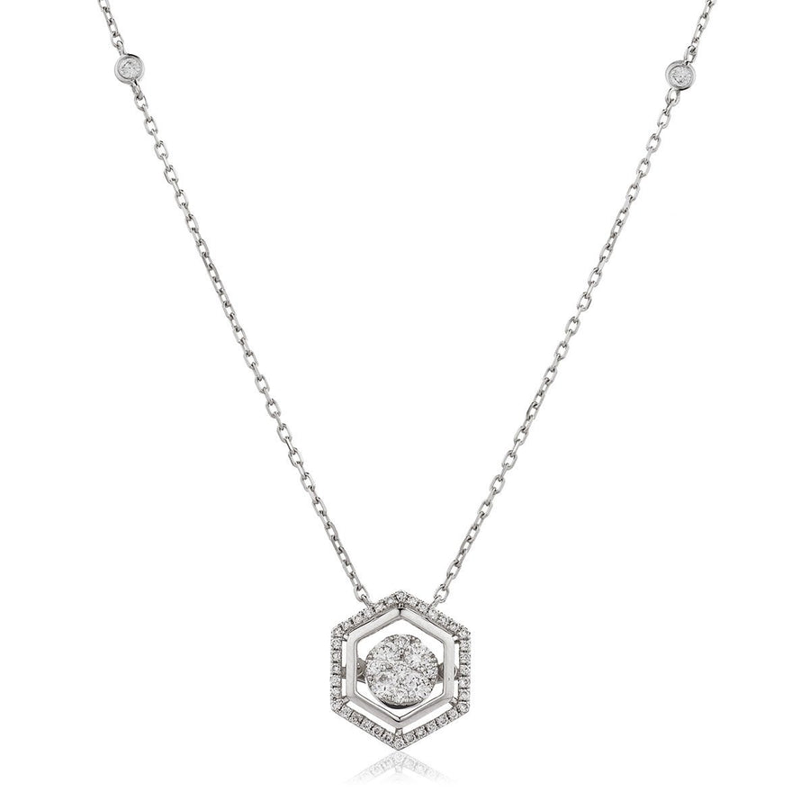 Diamond Cluster Pendant Necklace 0.70ct F VS Quality in 18k White Gold - My Jewel World