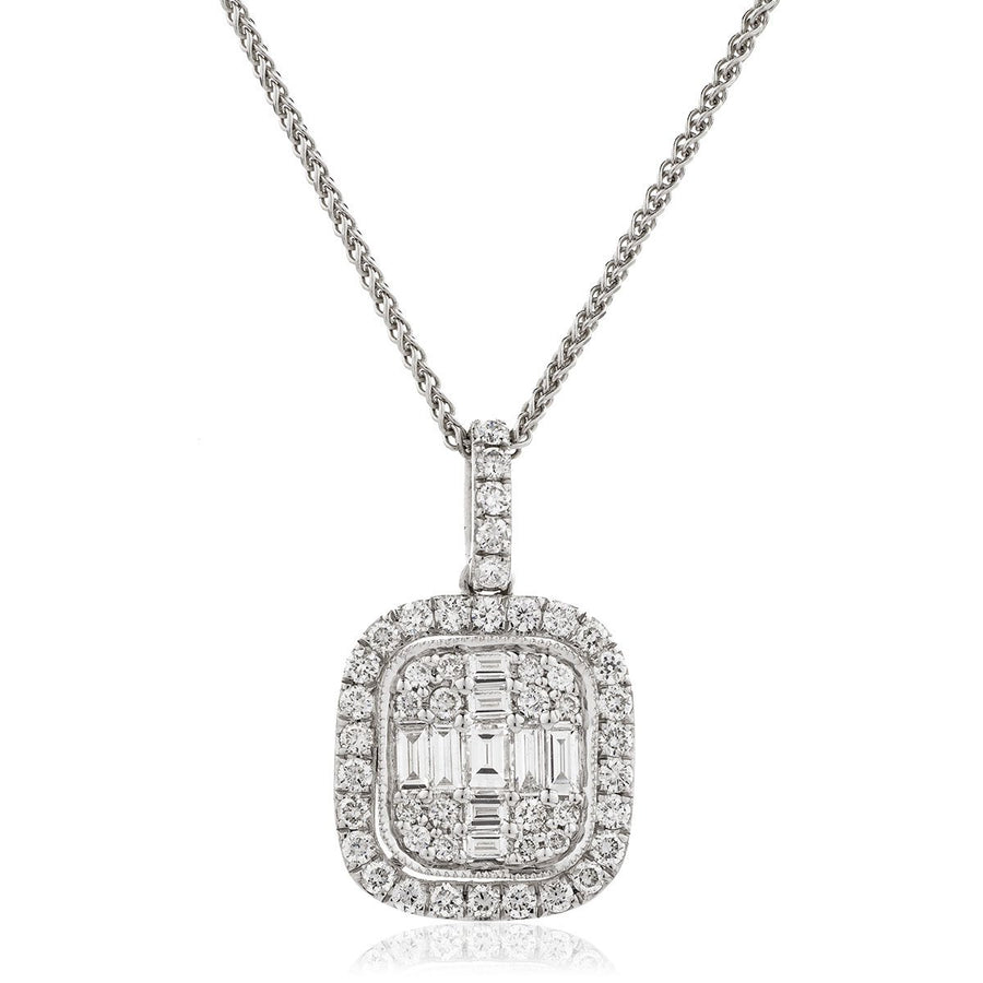 Diamond Cluster Pendant Necklace 0.75ct F VS Quality in 18k White Gold - My Jewel World