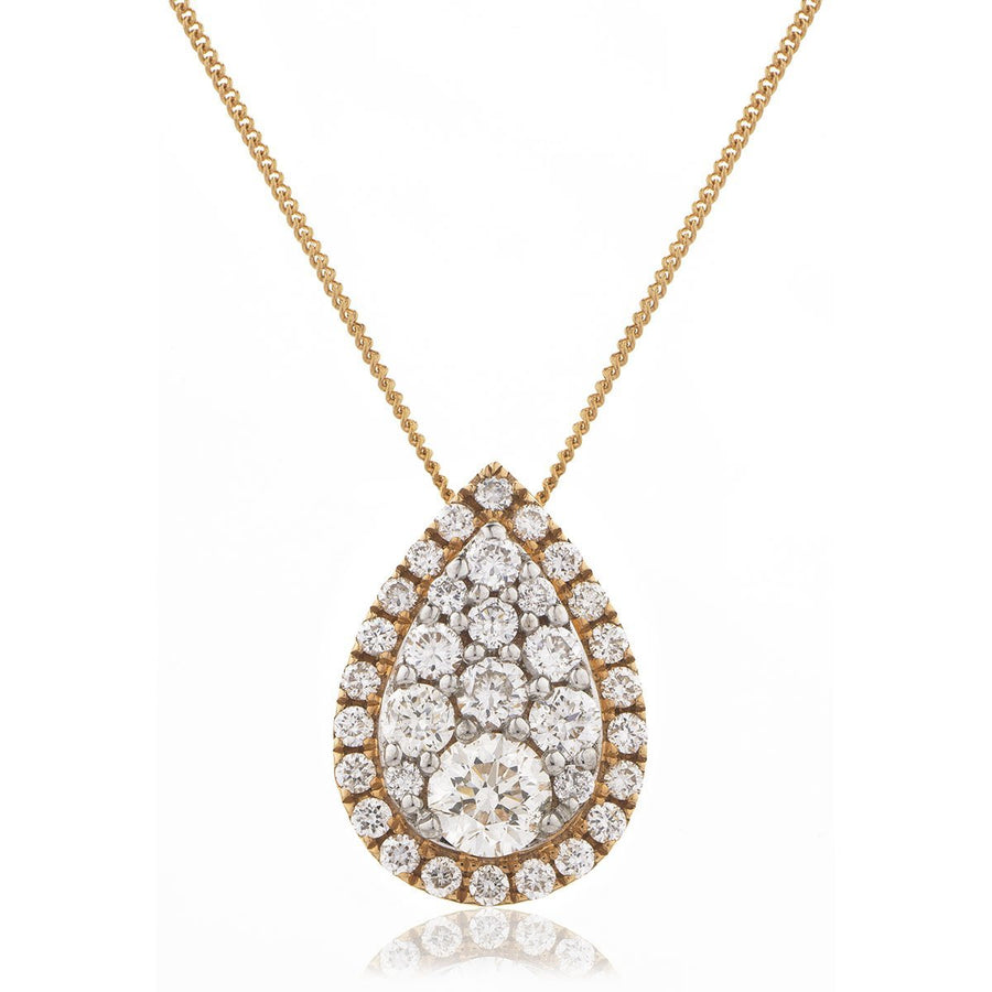Diamond Cluster Pendant Necklace 0.80ct F VS Quality in 18k Rose Gold - My Jewel World