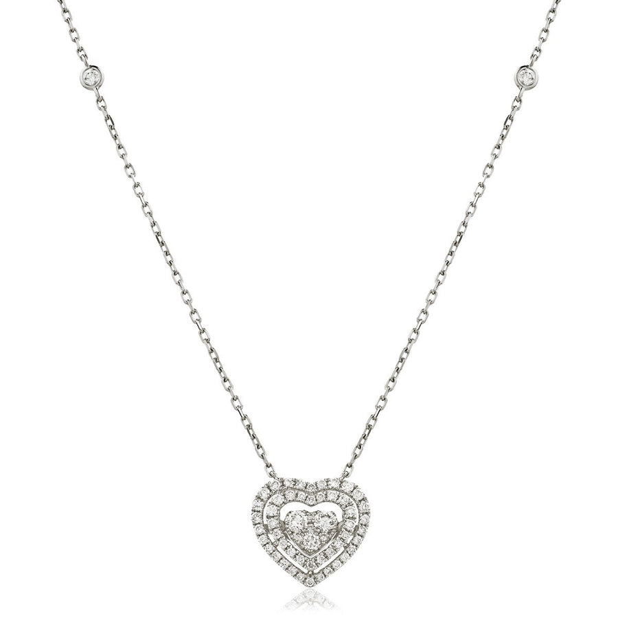 Diamond Cluster Pendant Necklace 0.80ct F VS Quality in 18k White Gold - My Jewel World