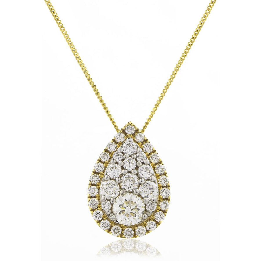 Diamond Cluster Pendant Necklace 0.80ct F VS Quality in 18k Yellow Gold - My Jewel World