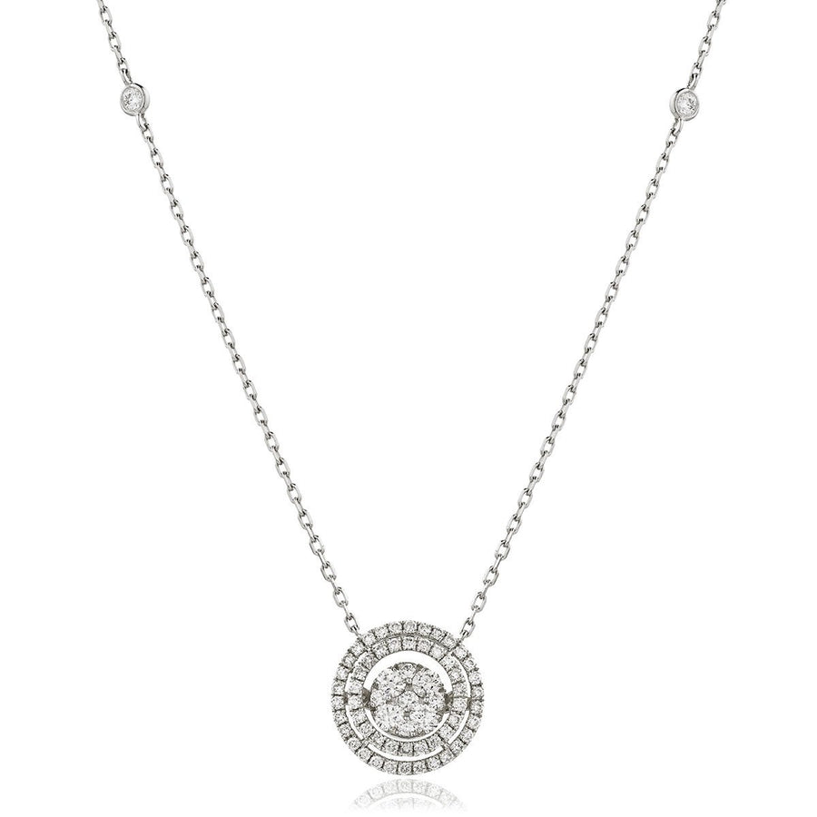 Diamond Cluster Pendant Necklace 0.90ct F VS Quality in 18k White Gold - My Jewel World