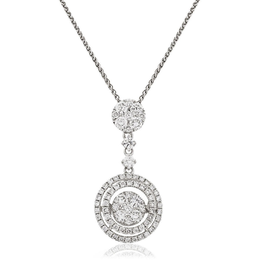 Diamond Cluster Pendant Necklace 1.10ct F VS Quality in 18k White Gold - My Jewel World