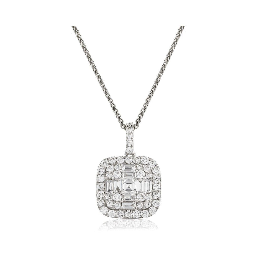 Diamond Cluster Pendant Necklace 1.15ct F VS Quality in 18k White Gold - My Jewel World