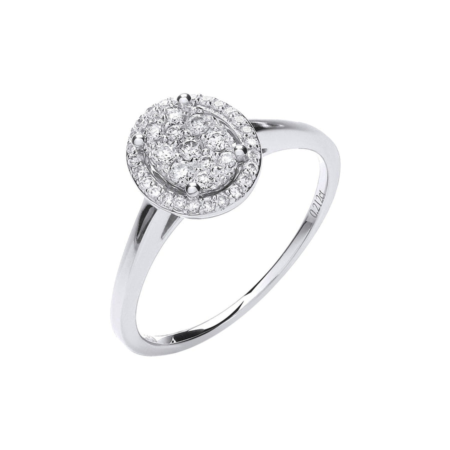 Diamond Cluster Ring 0.20ct H-SI Quality in 18K White Gold - My Jewel World