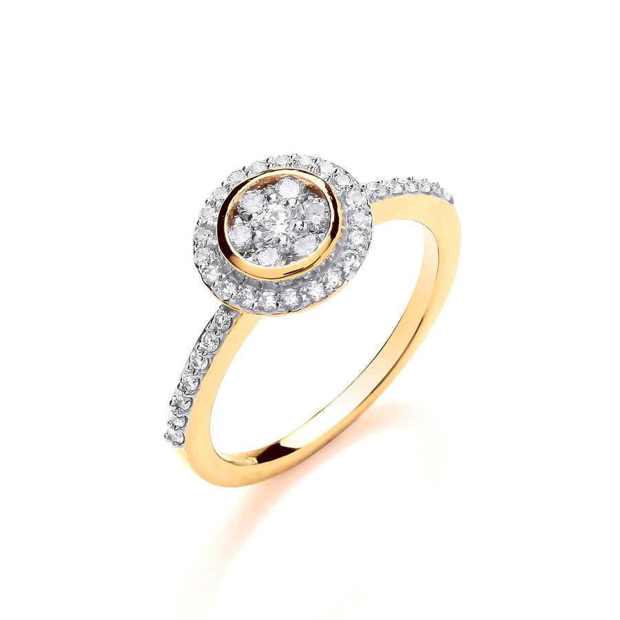 Diamond Cluster Ring 0.45ct H-SI Quality in 18K Yellow Gold - My Jewel World