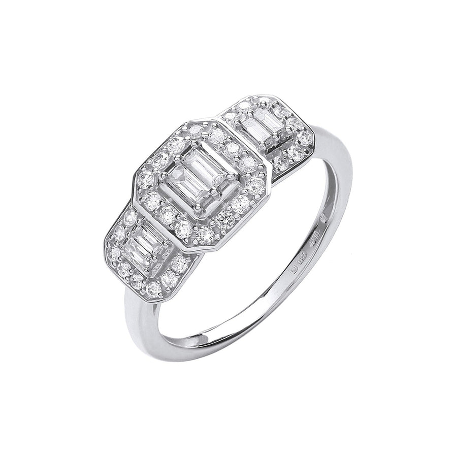 Diamond Cluster Ring 0.50ct H-SI in 18K White Gold - My Jewel World