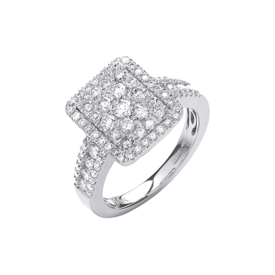 Diamond Cluster Ring 1.00ct H-SI Quality in 18K White Gold - My Jewel World